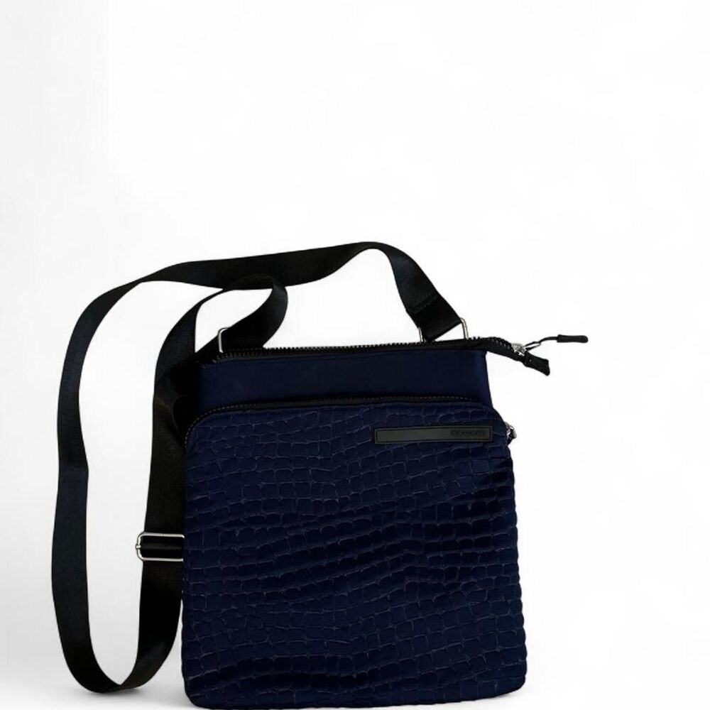 Tahari Croc-Embossed Navy Crossbody